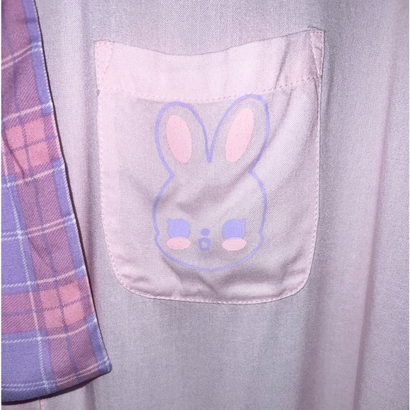 Hot Topic Kawaii Pastel Bunny Bow Girls Woven Button-Up Size Small - Picture 5 of 7